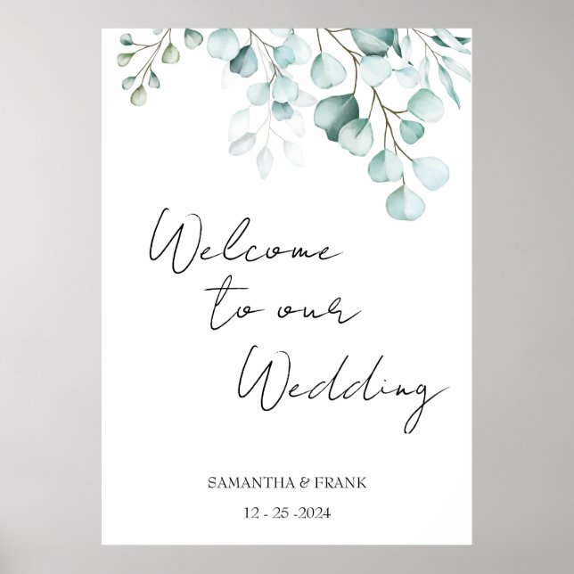 Eukalyptus Willkommen bei unserer Hochzeit Poster (Vorne)