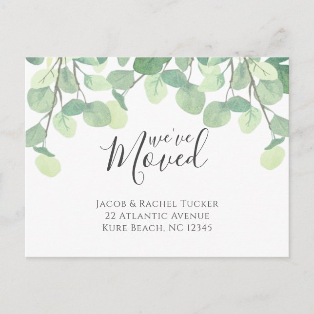 Eukalyptus Wir haben uns bewegende Ankündigung ver Postkarte (Vorderseite)