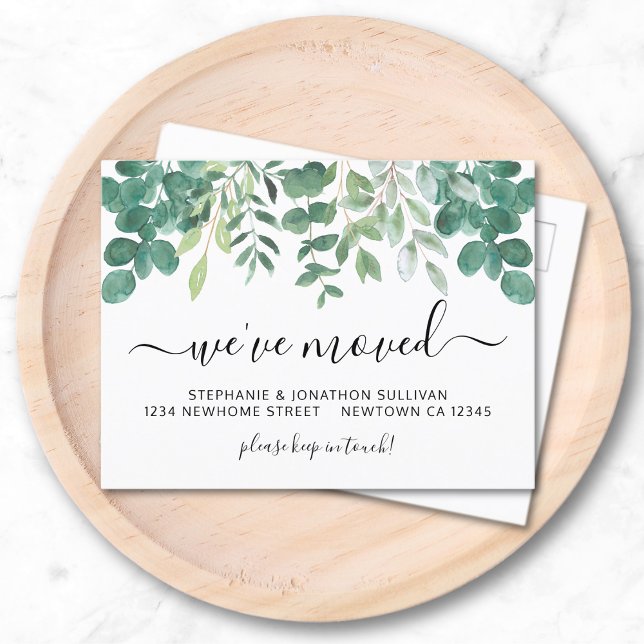 Eukalyptus Wir haben uns bewegt Ankündigungspostkarte (Von Creator hochgeladen)