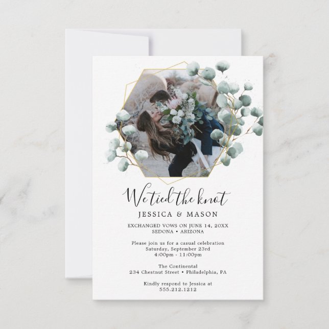 Eukalyptus Wir tippten die knochenentweihte Ankünd Einladung (Vorderseite)