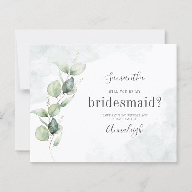 Eukalyptus wird meine Bridesmaid-Angebotskarte sei (Vorderseite)