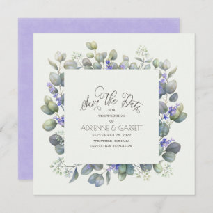 Eukalyptus with Lavender Blume Square Wedding Save The Date