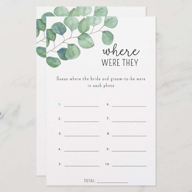 Eukalyptus - Wo waren sie Brautparty (Vorne/Hinten)