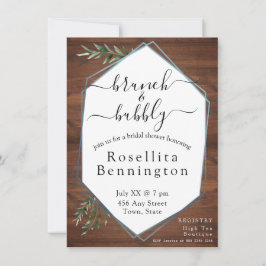 Eukalyptus Wood Brunch und Bubbly Brautparty Einladung