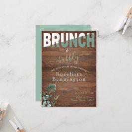 Eukalyptus Wood Brunch und Bubbly Brautparty Einladung