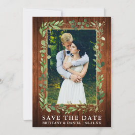Eukalyptus Wood-Gold-Save the Date-Karte Save The Date