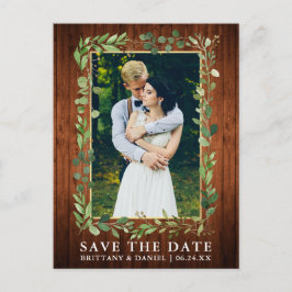 Eukalyptus Wood Gold Save the Date Postkarte
