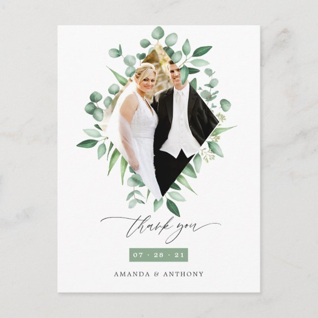 Eukalyptus Woodland Greenerie Vielen Dank Postkarte (Vorderseite)