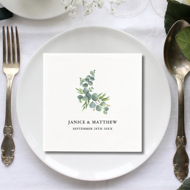 Eukalyptus Woodland Wedding Serviette (Sage eucalyptus napkins add woodland elegance and a personalized touch to your wedding tables.)