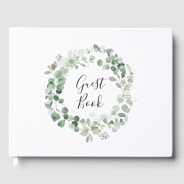 Eukalyptus Wreath Botanical Wedding Guest Book Gästebuch (Vorderseite)