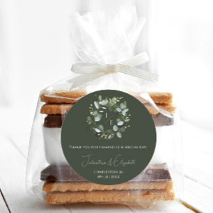 Eukalyptus Wreath Dunkelgrün Runder Aufkleber