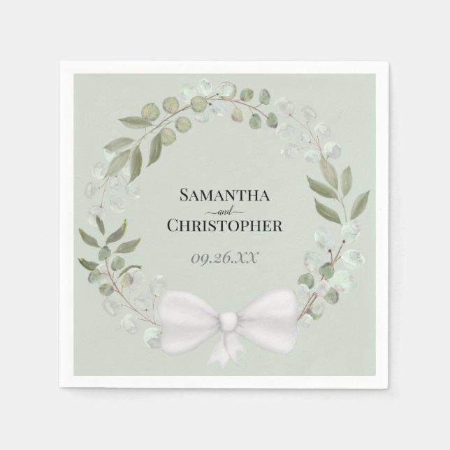 Eukalyptus Wreath Elegante Grüne Hochzeit Serviette (Vorderseite)