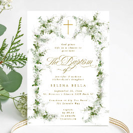 Eukalyptus Wreath Gold Cross Taufen Einladung