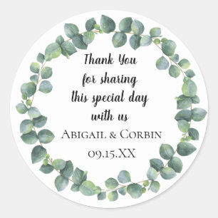Eukalyptus Wreath Personalisiert Runder Aufkleber