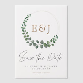 Eukalyptus Wreath Sage Green & Gold Save the Date