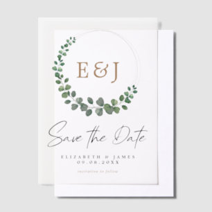 Eukalyptus Wreath Sage Green & Gold Save the Date