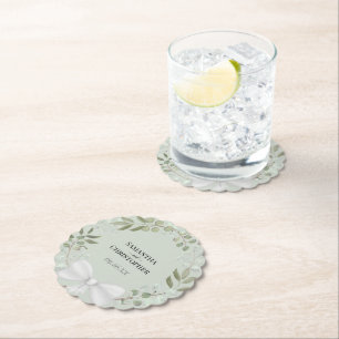 Eukalyptus Wreath Sage Grünes Hochzeitspapier Untersetzer