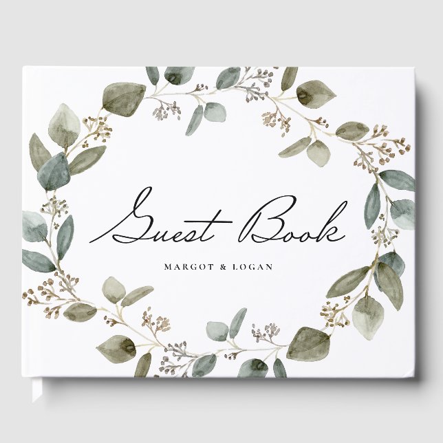 Eukalyptus Wreath Wedding Foto Gästebuch (Vorderseite)