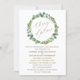 Eukalyptus Wreath Wedding Gold Änderung von Plänen Einladung