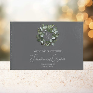 Eukalyptus Wreath Wedding Gray Gästebuch