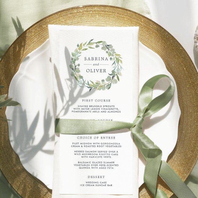 Eukalyptus Wreath Wedding Menu Card Menükarte (Von Creator hochgeladen)