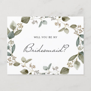 Eukalyptus Wreath wird meine Bridesmaid sein Einladungspostkarte