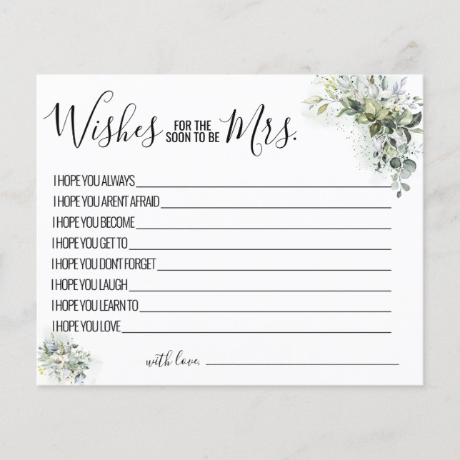 Eukalyptus wünscht, dass der Bald Frau Karte wird (Vorne)