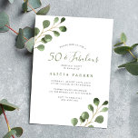 Eukalyptus zum 50. Geburtstag - elegantes Party Einladung<br><div class="desc">Minimalistische moderne Aquarell Eukalyptus foliage Blätter Fifty und Fabulous 50 Geburtstag Einladung.</div>