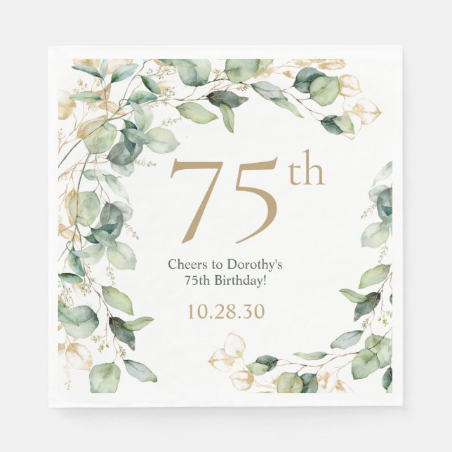 Eukalyptus zum 75. Geburtstag Serviette (Vorderseite)