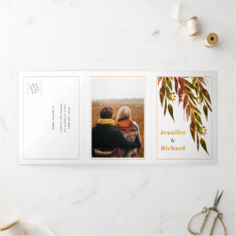 Eukalyptus-Zweig in Herbstfarben Herbsthochzeit Dreifach Gefaltete Einladung