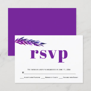 Eukalyptus-Zweig lila Hochzeitskarte RSVP Karte