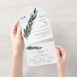 Eukalyptus Zweig mit Blätter Winterhochzeit All In One Einladung