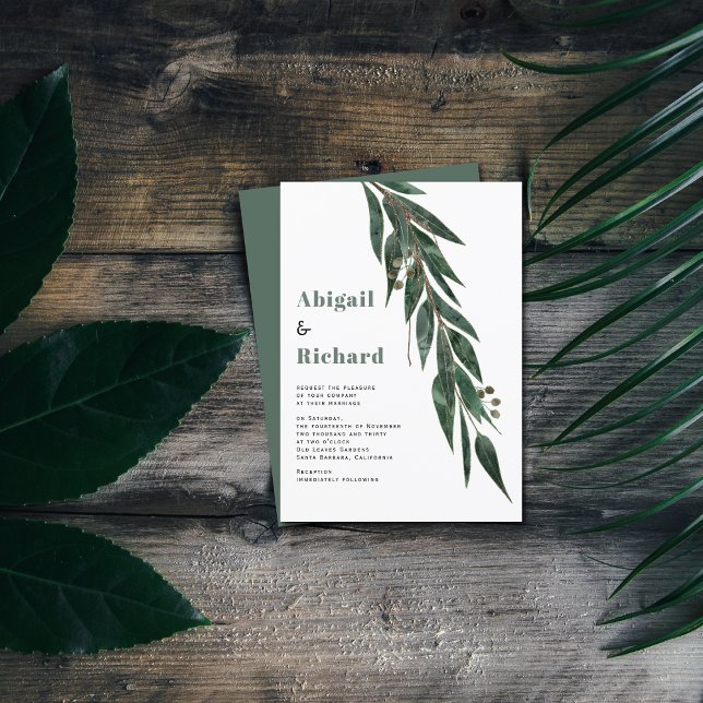 Eukalyptus Zweig mit Blätter Winterhochzeit Einladung (Von Creator hochgeladen)