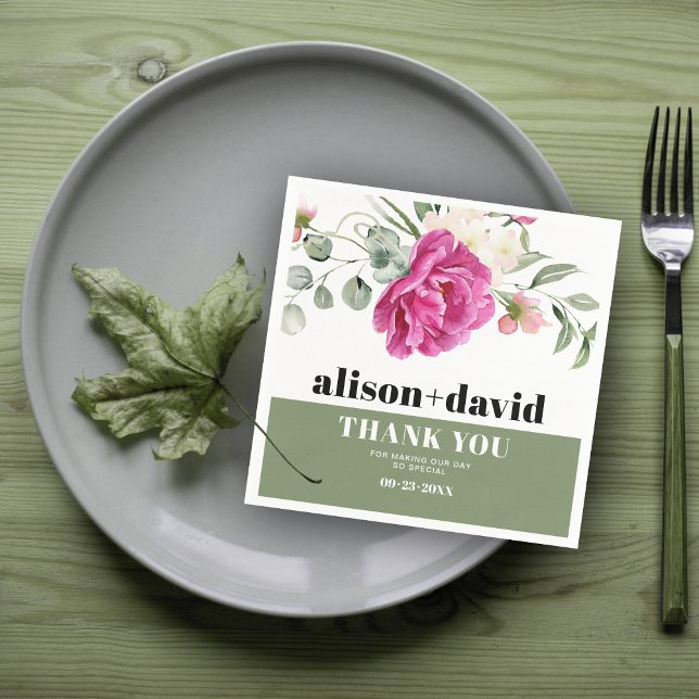 Eukalyptus-Zweig Rosa-Weiße Blume Hochzeit Serviette (Von Creator hochgeladen)