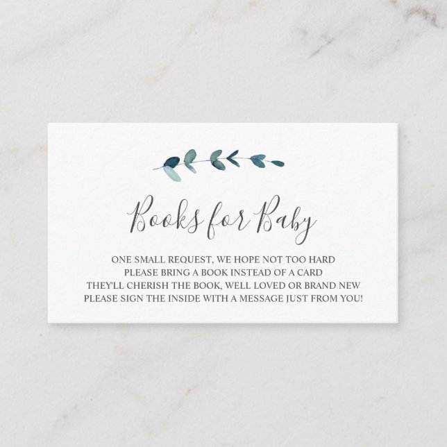 Eukalyptus-Zweigbücher für Babysteckkarte Begleitkarte (Vorderseite)