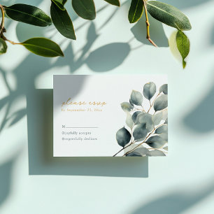 Eukalyptus zweiggrüne Blätter Hochzeitskarte RSVP Karte