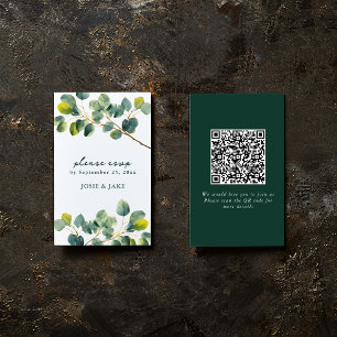 Eukalyptus-Zweigstelle Hochzeit qr-Code-uAwg Begleitkarte