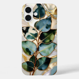 Eukalyptusblatt-Buntglas-Handyhülle iPhone 16 Plus Hülle