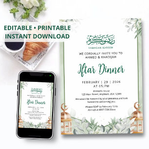 Eukalyptusblatt-Kupferlaterne Ramadan Iftar Einladung