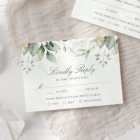 Eukalyptusblätter Gold Menüoptionen Hochzeit