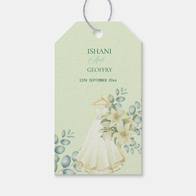 Eukalyptusblätter Grün Hochzeit Willkommensschild Geschenkanhänger (Vorderseite)