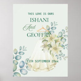 Eukalyptusblätter Grün Hochzeitswillkommensschild Poster
