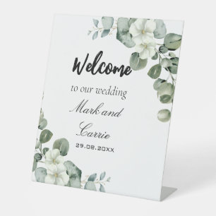 Eukalyptusblätter Grünzeug Hochzeitspodiumschild Sockelschild