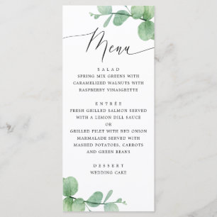 Eukalyptusblätter-Hochzeit Wasserfarbe Botanisch Menükarte
