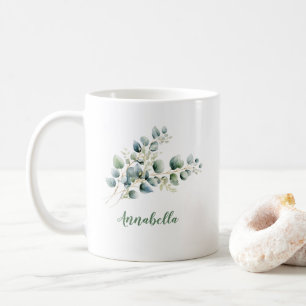 Eukalyptusblätter mit Namensgeschenk Kaffeetasse