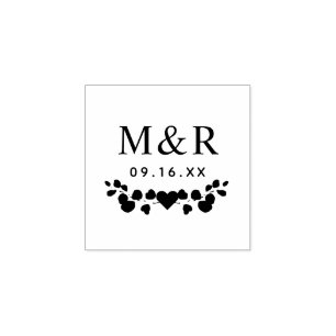 Eukalyptusblätter-Paar-Monogramm Gummistempel