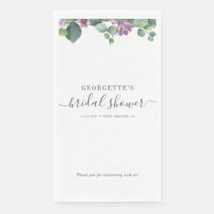 Eukalyptusblätter Schrift Lila Brautparty Serviette
