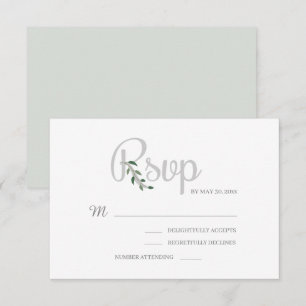 Eukalyptusblätter Weiß Grau Elegante Hochzeits-RSV Einladung
