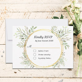 EukalyptusBotanische Gold-Frame-UAWG-Antwortkarte RSVP Karte