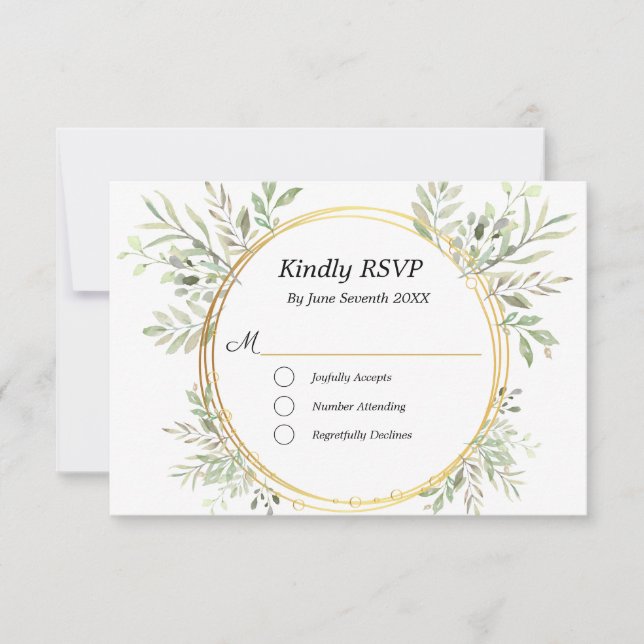 EukalyptusBotanische Gold UAWG Meetingkarte RSVP Karte (Vorderseite)